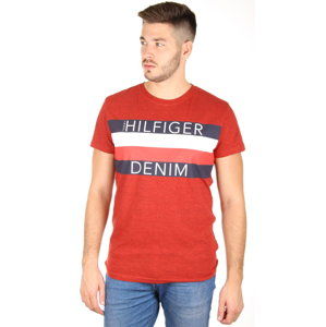 Tommy Hilfiger pánské červené tričko Basic - XL (671)